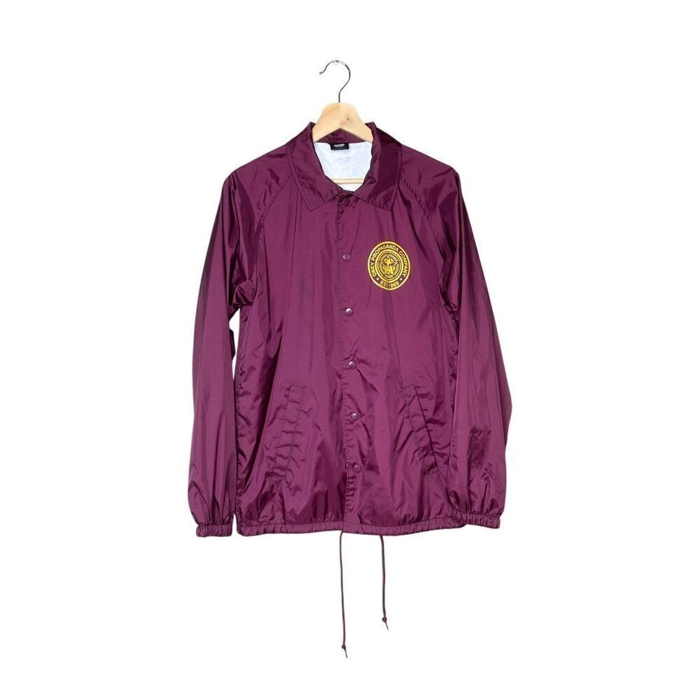 Obey burgundy nylon snap front windbreaker jacket size S